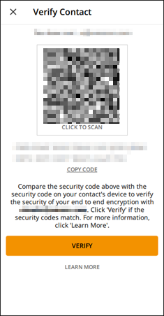 The Verify Contact screen.