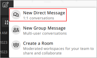 The New Direct Message option.