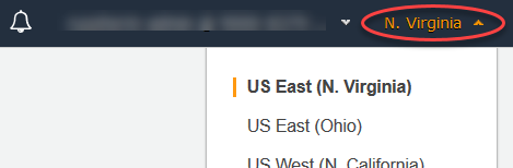 The North Virginia Region in the region selector.