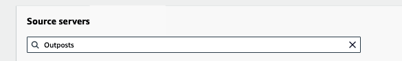 Source servers search field with Outposts entered as the search term.