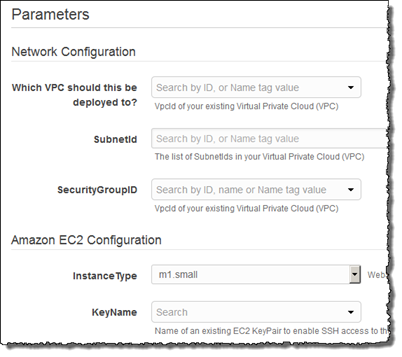Console showing parameter groups for this example.
