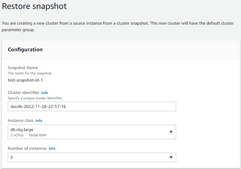 Diagram: elastic cluster restore from snapshot