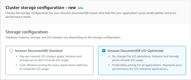 Image: A console screen capture of the cluster storage configuration options.