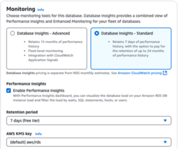 Active Información sobre rendimiento durante la creación de una instancia de base de datos o un clúster de bases de datos Multi-AZ con la consola