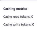 Caching metrics box that shows the number of tokens read from and written to the cache.