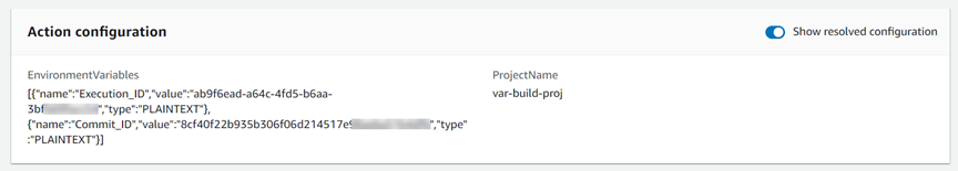 Example: Resolved Action Configuration Variables