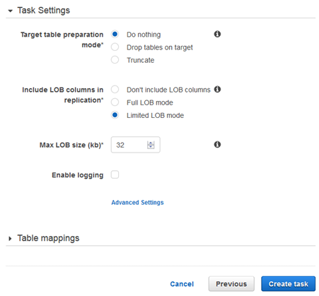 Task Settings section
