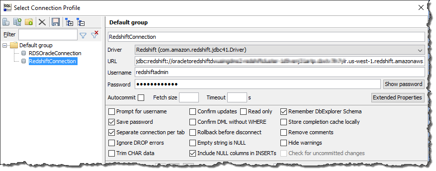 Connecting to the Amazon Redshift DB instance