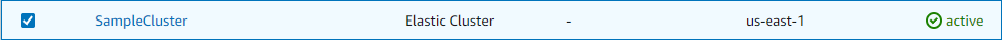 A cluster from the Clusters list, with the checkbox selected to the left of the cluster name.