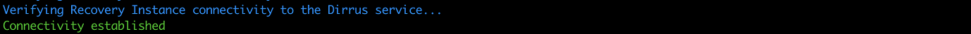 Console output showing connectivity established message in green text.