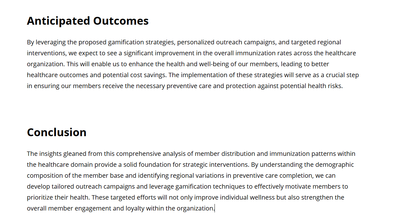 Continuation of data story analysis, with anticipated outcomes and conclusion.