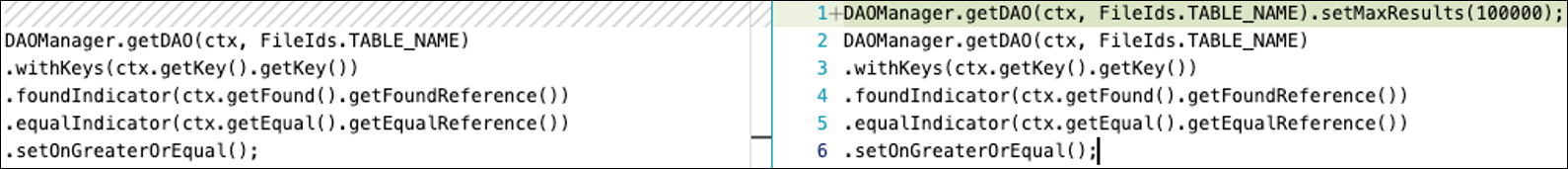 Example of using SetMaxResults to avoid multiple database calls.