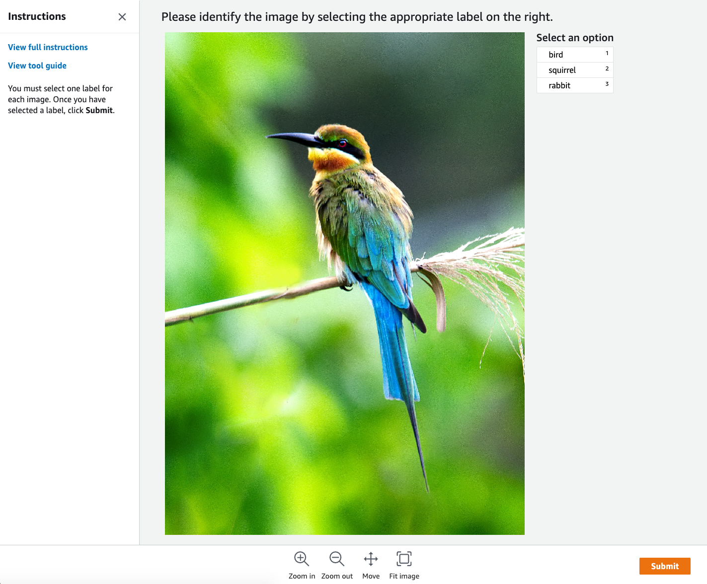 Ejemplo de interfaz de usuario de trabajador para tareas de etiquetado, proporcionada por Ground Truth