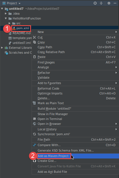 Choosing to add the POM file as a Maven project