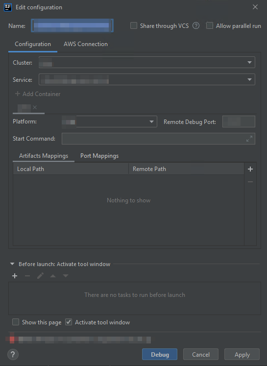 La pestaña Configuración del cuadro de diálogo Editar configuración.