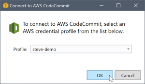 Selección de un perfil de credenciales de AWS