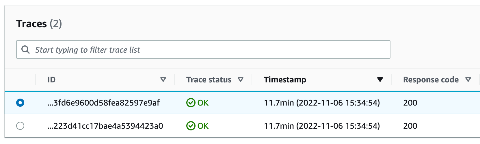 Lista de rastros vinculados