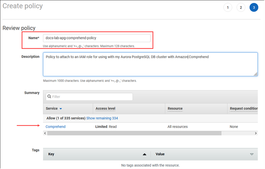 Création d’une stratégie pour le rôle IAM à utiliser avec Amazon Comprehend