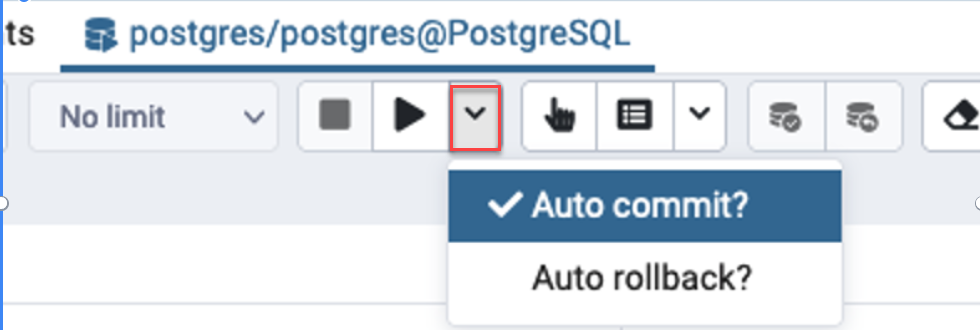 Dans pgadmin, choisissez AUTOCOMMIT pour l'activer.