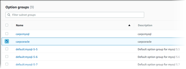 Groupe d’options de console