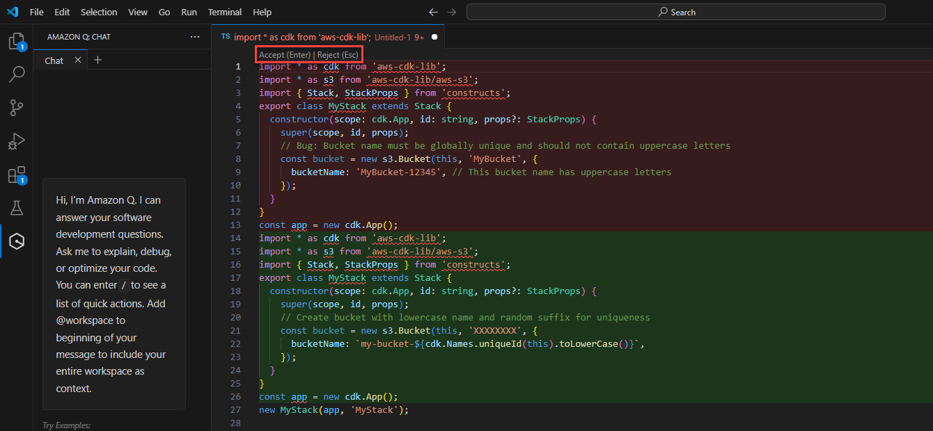 Les boutons d’acceptation et de rejet du chat intégré.