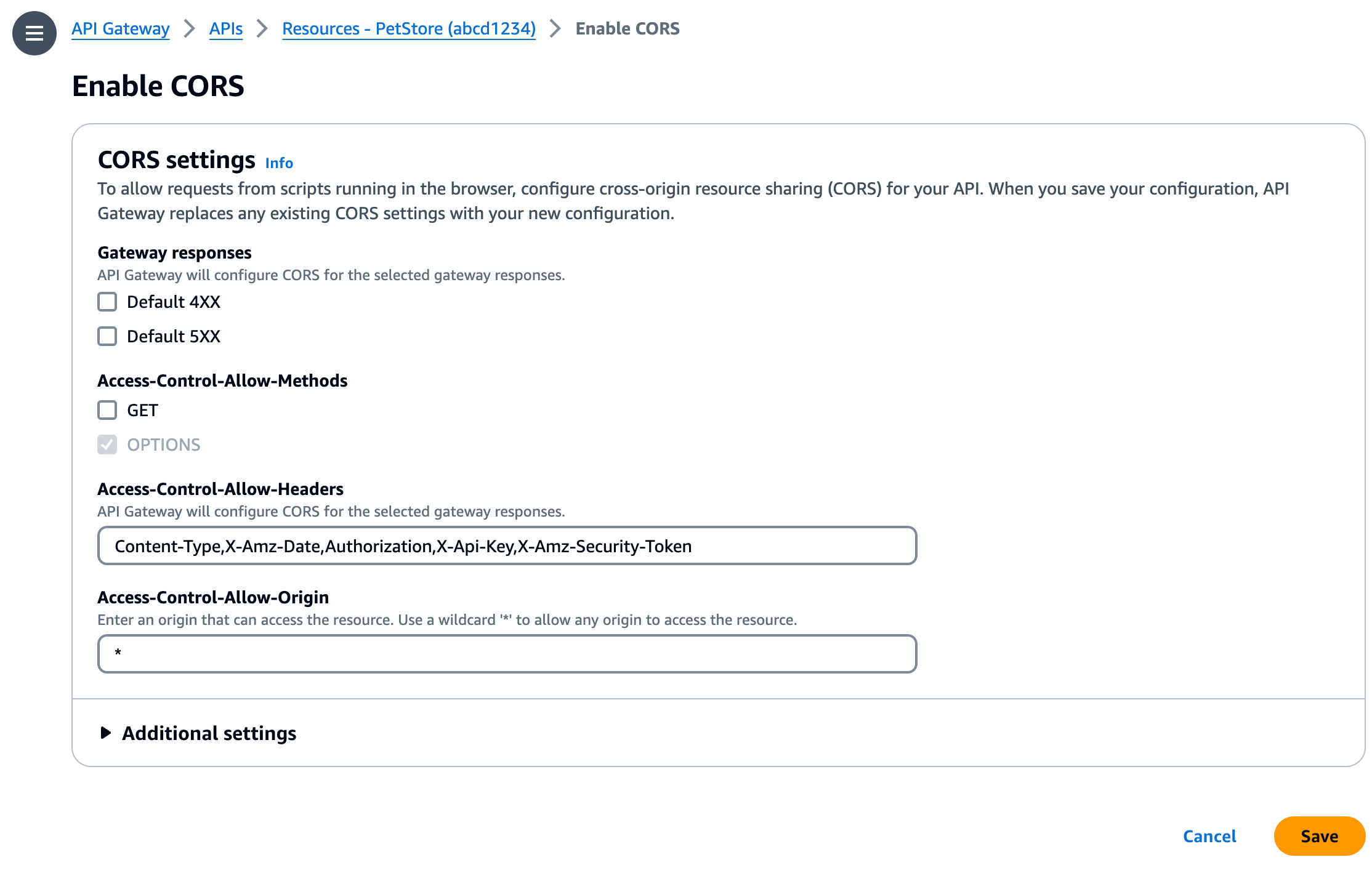 Choix des en-têtes autorisés