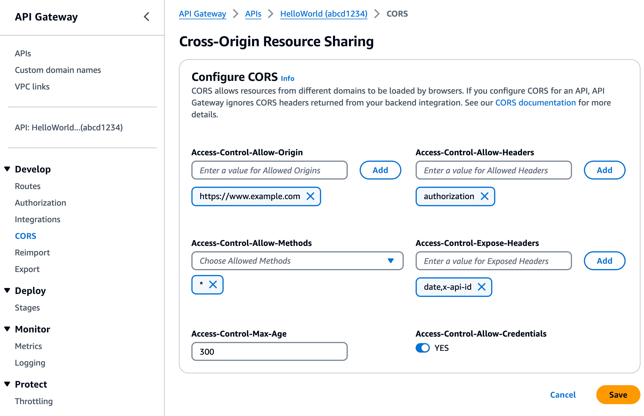 Configuration CORS pour les API HTTP