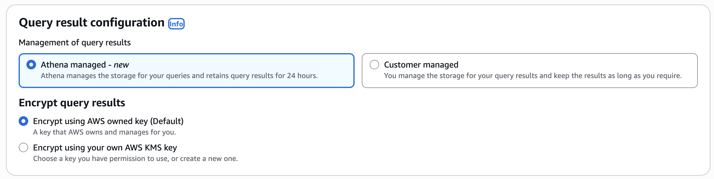Menu Configuration des résultats de requêtes.