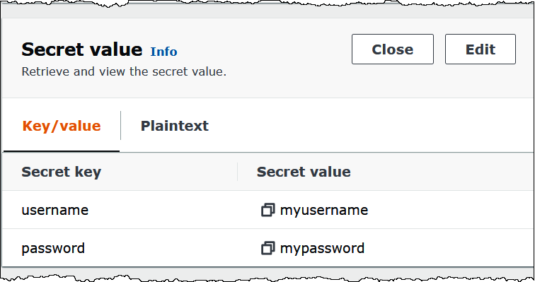 Récupération d'un secret SCRAM dans Secrets Manager