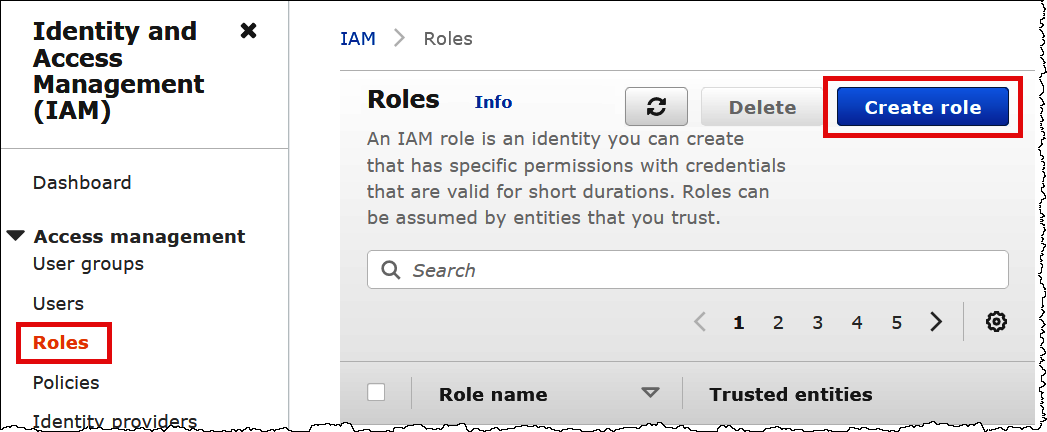 Sélectionnez Créer un rôle.