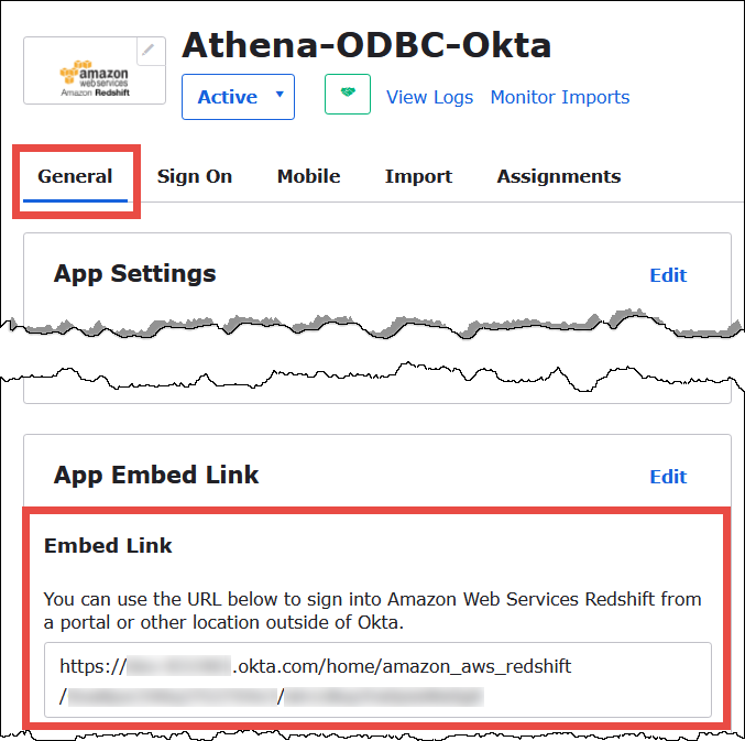 L'URL du lien intégré de l'application Okta.