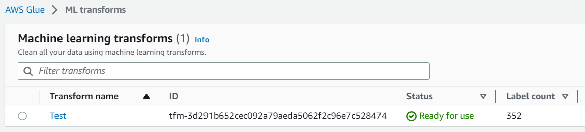 La capture d'écran montre l'ID de la page Transformations du machine learning.