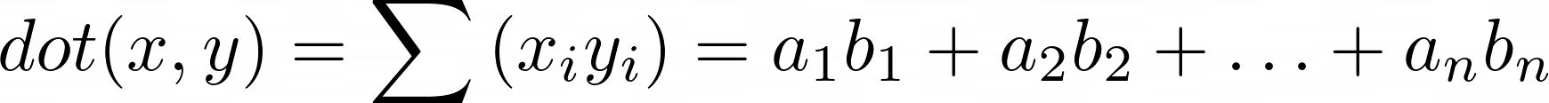 Dot Product: Inner dot product of two vectors.