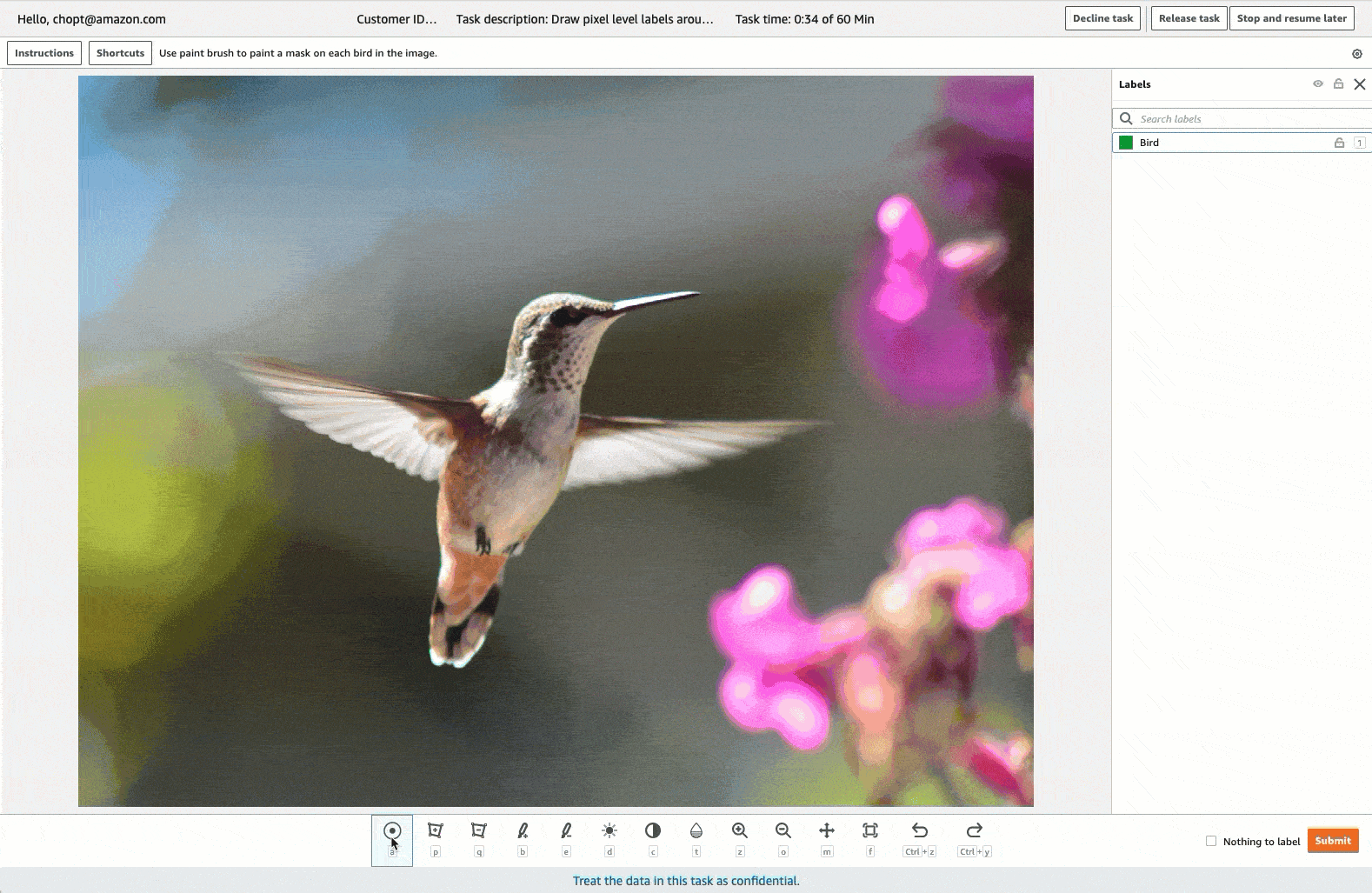 Exemple d’interface utilisateur contenant des instructions sur l’utilisation de l’outil dans la console de travail.