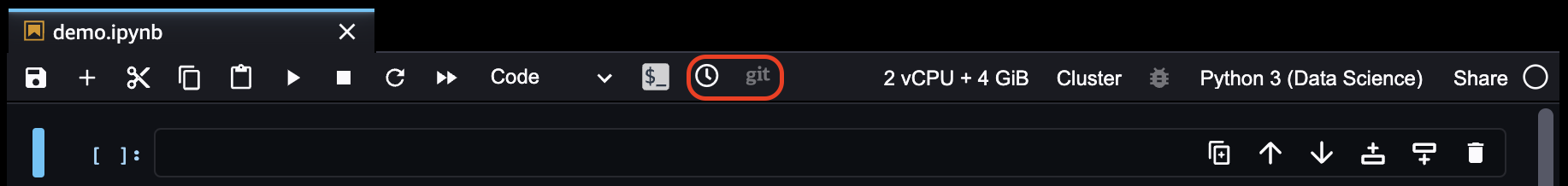 Emplacement du menu correspondant dans un bloc-notes Studio Classic.
