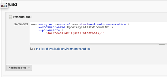 Exemple de commande dans le logiciel Jenkins.