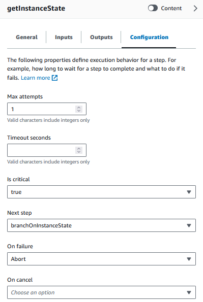 Options de gestion d’erreur