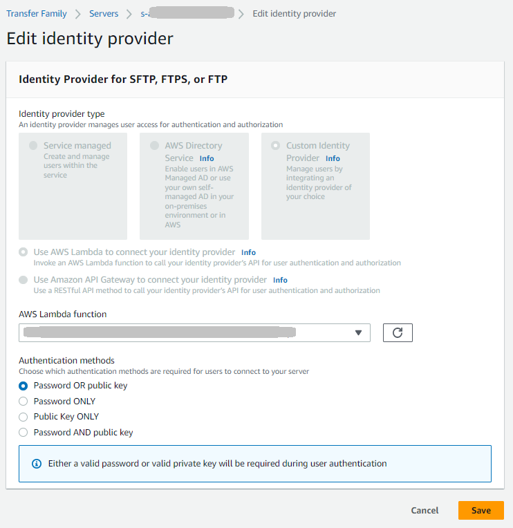 Pour un fournisseur d'identité Lambda, vous pouvez modifier la fonction Lambda sous-jacente.