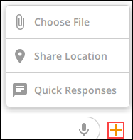 Send file, share your location, or quick responses icon