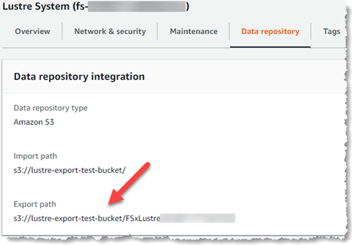 The Data repository import and export paths in the Data repository integration panel.