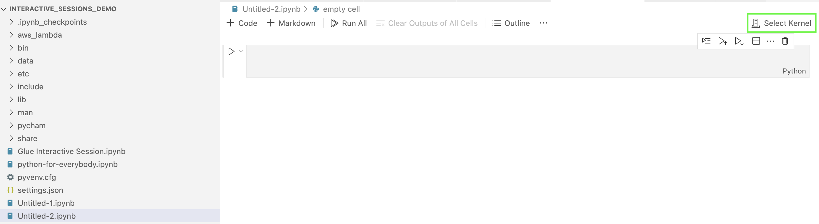 The screenshot shows the Select Kernel button highlighted.