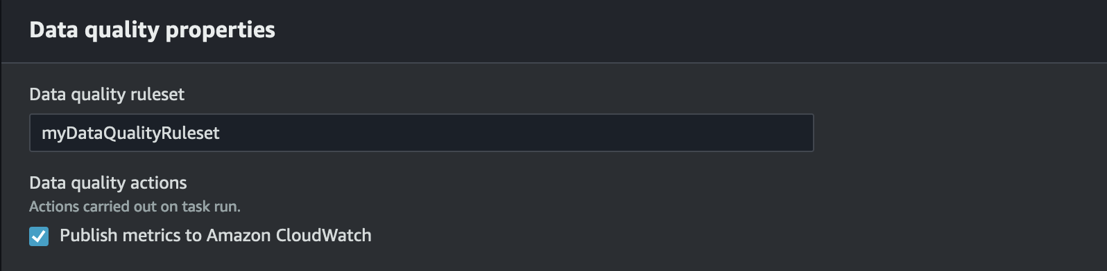 Data quality properties in AWS CloudFormation
