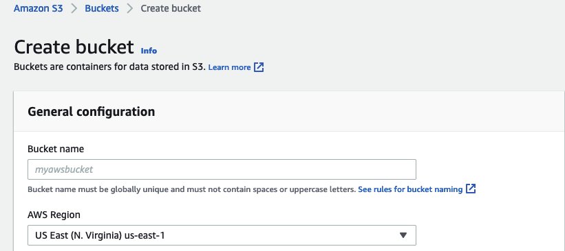 A dialog box in the Amazon S3 console that is used in configuring a new bucket.