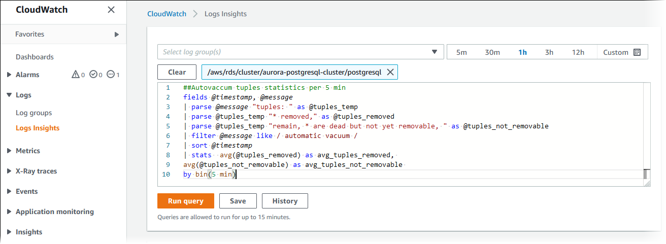Query nell'editor della query