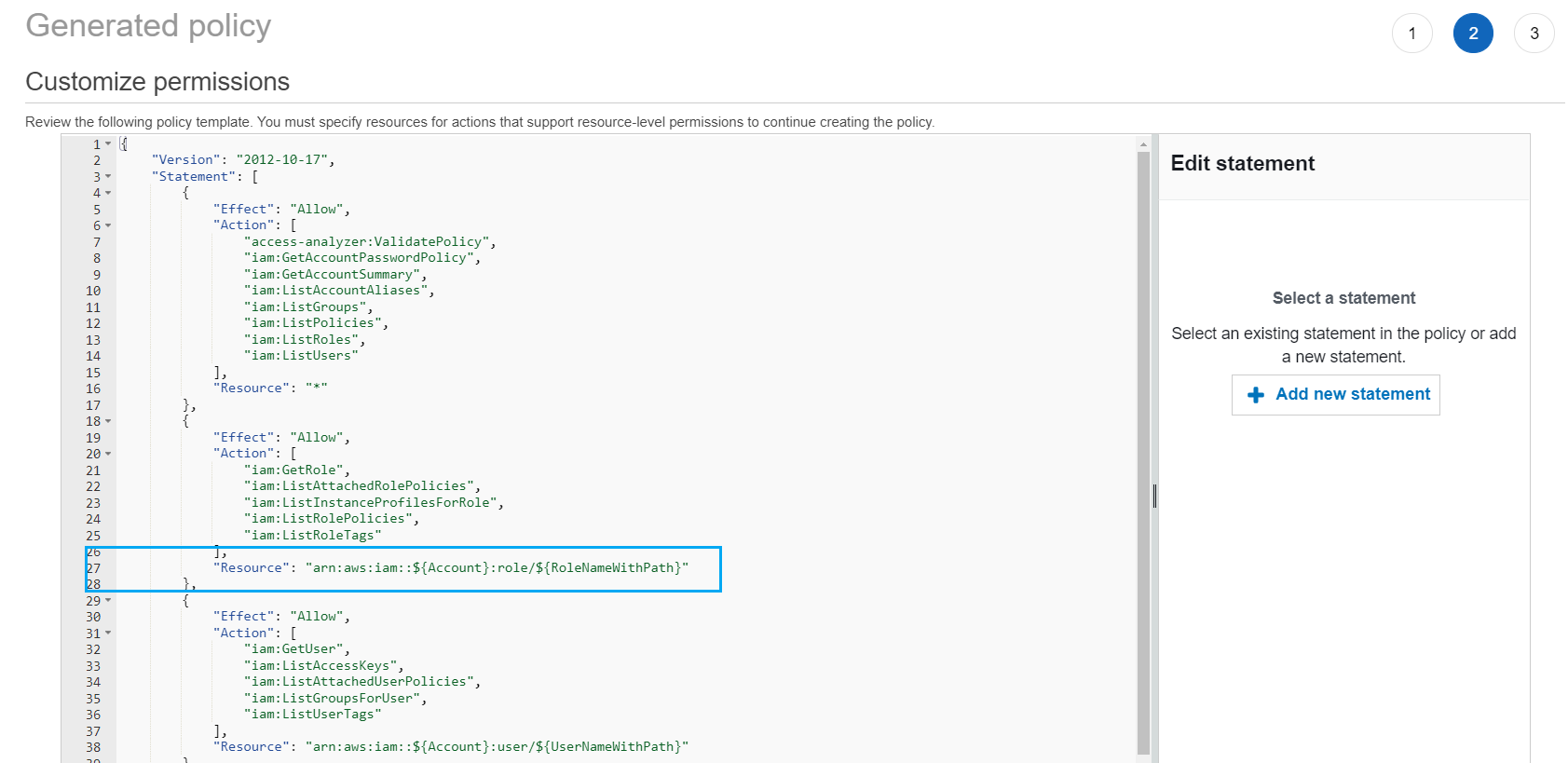 Segnaposto ARN della risorsa nel modello della policy