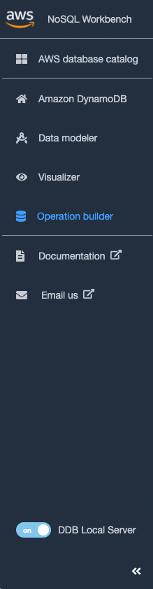 Utilizza il pulsante di attivazione/disattivazione nella parte inferiore del menu per abilitare o disabilitare il server di DynamoDB locale.