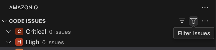 L’icona del filtro nella scheda Problemi di codice in Visual Studio Code.