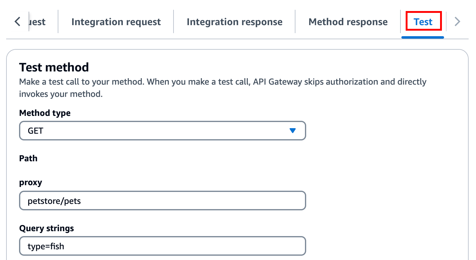 Utilizza la funzionalità Test per eseguire il test del metodo.