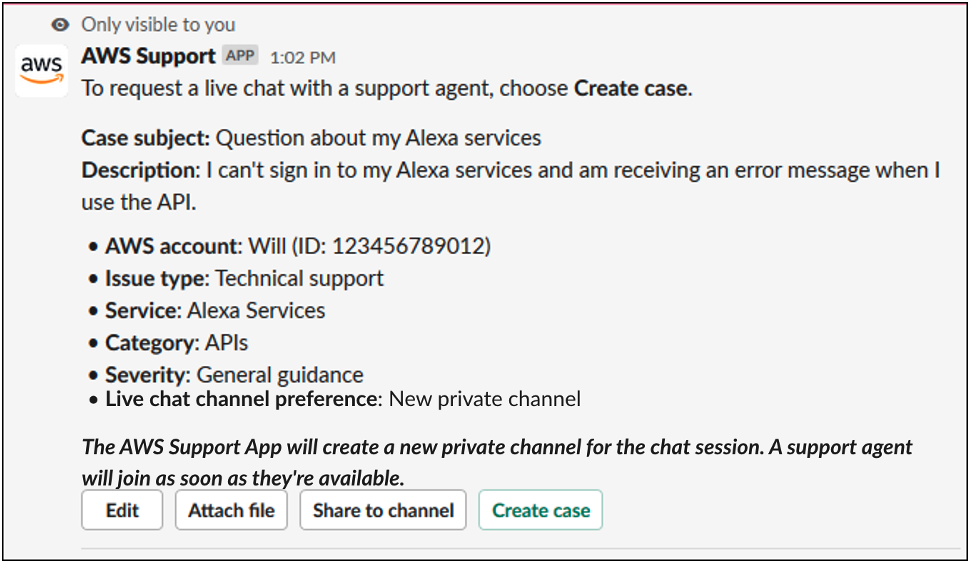 Esempio di riepilogo dei casi di supporto nel canale Slack.