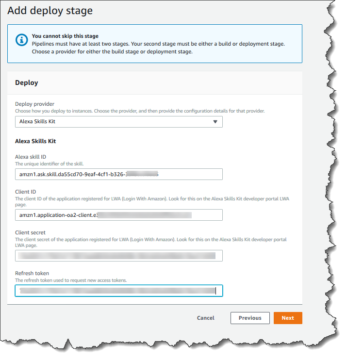 The Step 6: Deploy page for an Alexa Skills Kit action